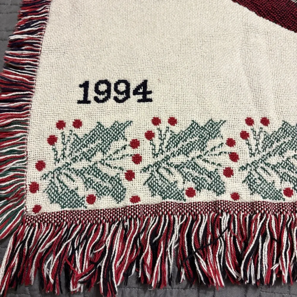 Vintage Santa Rocking Chair Toy Christmas Tapestry Throw Blanket 90s 64